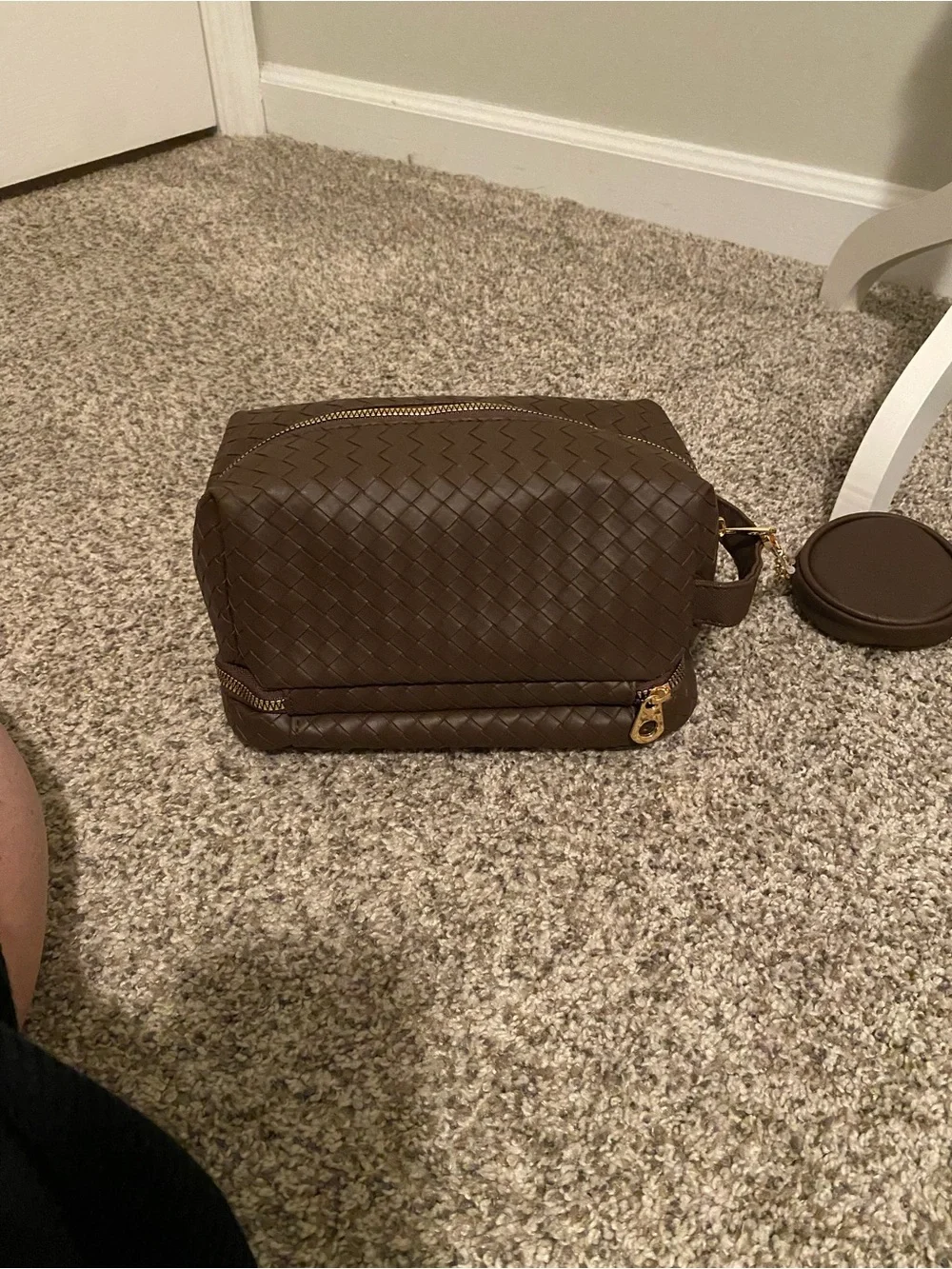 Nicole Miller Brown Woven Toiletry Bag NWT